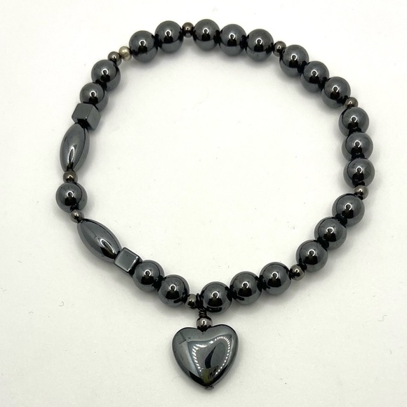 Natural Hematite Beads Stretch Bracelet. - Picture 3 of 3